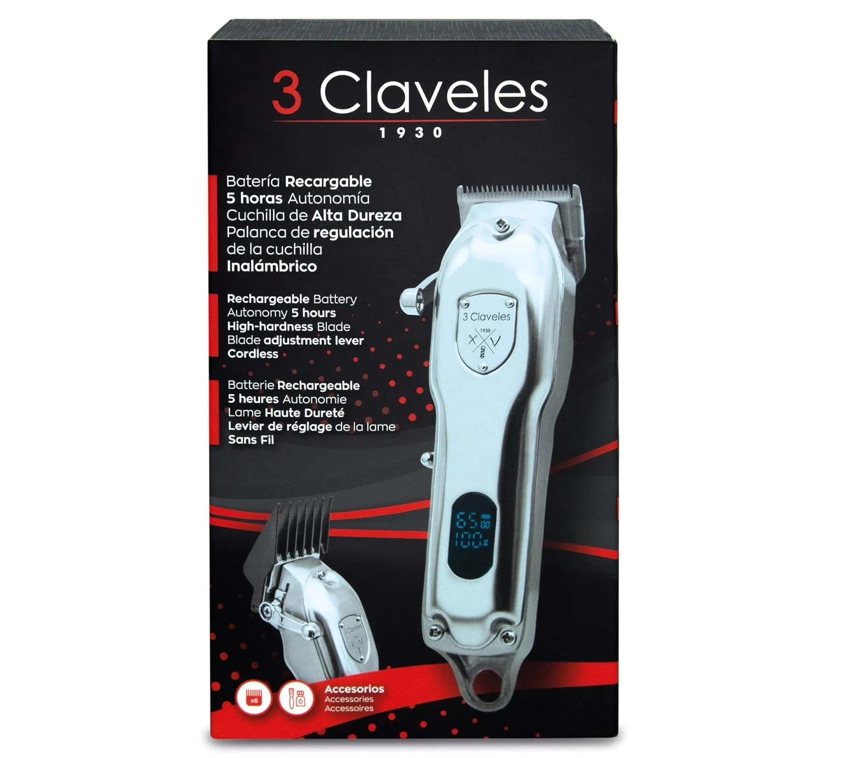 Máquina Cortapelo Profesional Inalámbrica con Pantalla LED - Maquinilla Cortapelos para peluquería y Barbería - Imagen 5